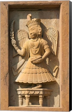 Framed Stone carving in Hotel Prithvi Vilas Palace, Jhalawar, Rajasthan, India Print