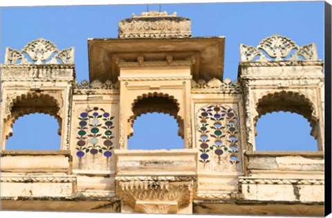 Framed Architectual detail on City Palace, Udaipur, Rajasthan, India Print