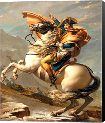 Framed Napoleon Crossing the Alps at the St Bernard Pass Print