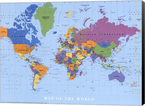 Framed Map Of The World Print