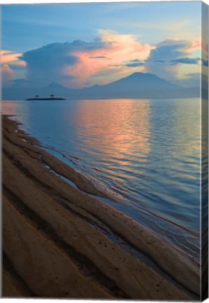 Framed Indonesia, Bali Sanur Beach with Mount Gunung Agung Print