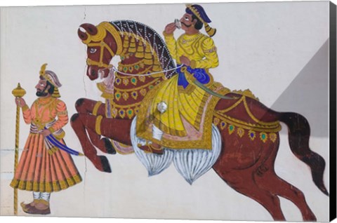 Framed Wall Mural of horse and rider in the City Palace, Rajasthan, India Print