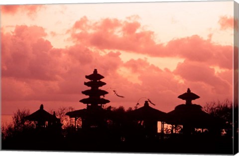 Framed Sunset at the Temple by the Sea, Tenah Lot, Bali, Indonesia Print