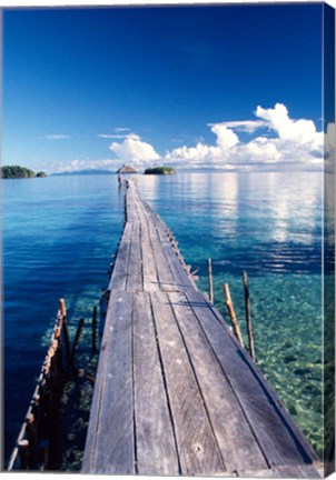 Framed Wooden Jetty Extending off Kadidiri Island, Togian Islands, Sulawesi Print