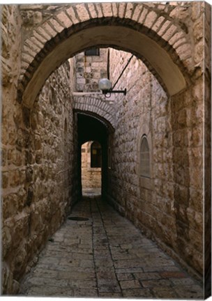 Framed Arch of Jerusalem Stone and Narrow Lane, Israel Print