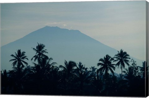 Framed Bali, Volcano Gunung Agung, palm trees Print