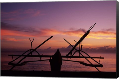 Framed Indonesia, Perahu, Doubleoutrigger fishing canoe Print