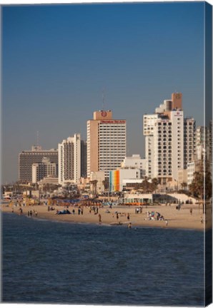 Framed Israel, Tel Aviv, beachfront hotels, late afternoon Print