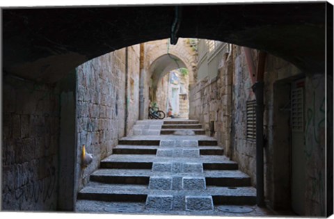 Framed Ancient street, old town, Jerusalem, Israel Print