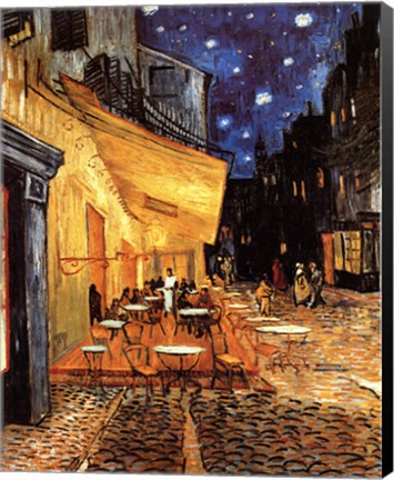 Framed Cafe Terrace on the Place du Forum, Arles, at Night, c.1888 Print