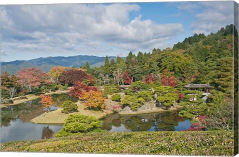 Framed Yokuryuichi Pond, Shugakuin Imperial Villa, Kyoto, Japan Print