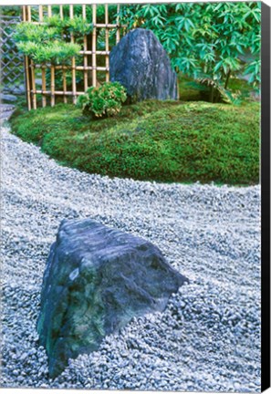 Framed Daitokuji Temple, Zuiho-in Rock Garden, Kyoto, Japan Print