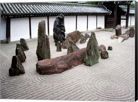 Framed Stone Zen Garden, Kyoto, Japan Print