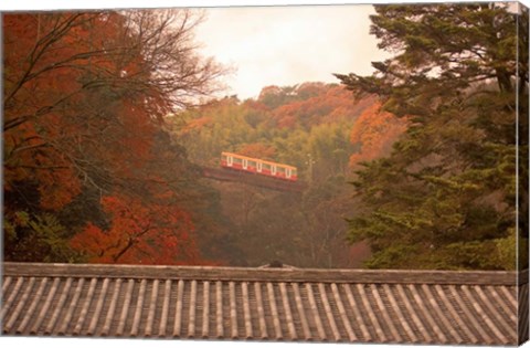 Framed Fall Color around Cable Train Railway, Kyoto, Japan Print