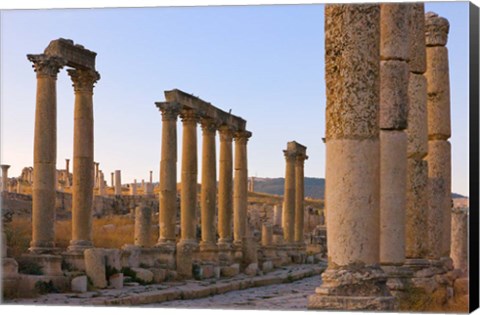 Framed Column street in ancient Jerash ruins, Amman, Jordan Print