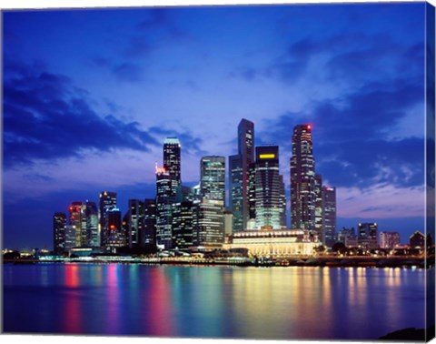 Framed Singapore Skyline at Night Print