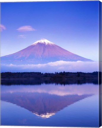 Framed Mt Fuji with Lenticular Cloud, Motosu Lake, Japan Print