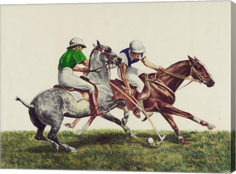 Framed Polo - two horses Print