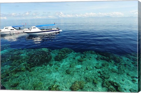 Framed Diving Boat, Sipadan, Semporna Archipelago, Borneo, Malaysia Print