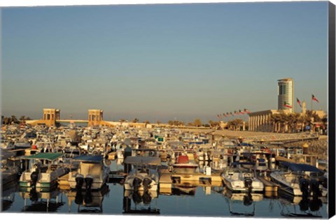 Framed Kuwait, Kuwait City, yacht boats in pleasure port Print