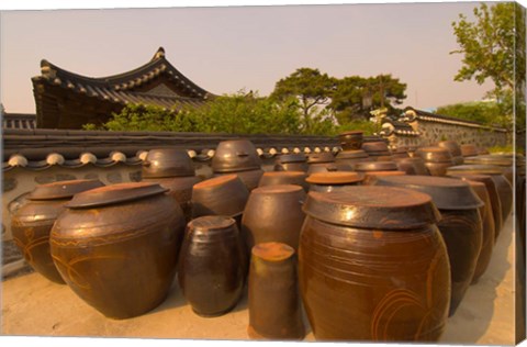 Framed Traditional Korean House, Namsangol Hanok Village, Seoul, South Korea Print