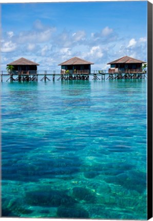 Framed Bungalows, Sipadan-Kapalai Dive Resort, Borneo, Malaysia Print