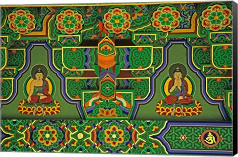 Framed Detail of Wall Mural at a Buddhist Temple, Taegu, South Korea Print