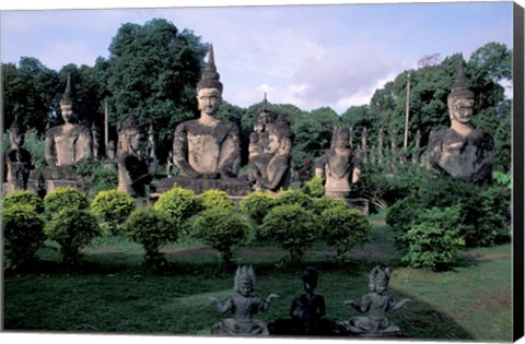 Framed Buddhist Sculptures at Xieng Khuan Buddha Park, Vientiane, Laos Print