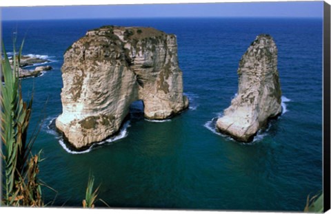 Framed Asia, Lebanon, Beirut, Coastal Pigeon Rocks Print