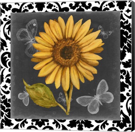 Framed Ornate Sunflowers I Print