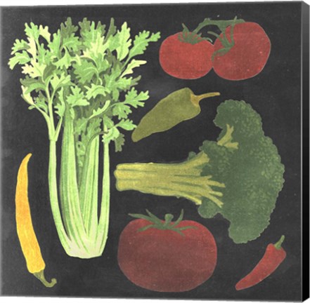 Framed Blackboard Veggies III Print