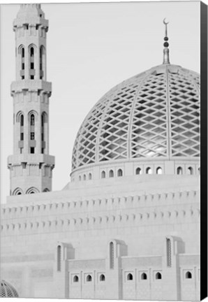 Framed Oman, Muscat, Al, Ghubrah. Grand Mosque, Minaret View Print