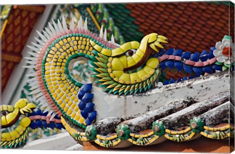 Framed Decorative dragon, Wat Pho, Bangkok, Thailand Print