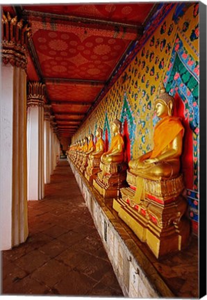 Framed Line of Buddhas, Wat Arun, Bangkok, Thailand Print