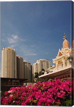 Framed Prayer house and high-rise condominiums, Bangkok, Thailand Print