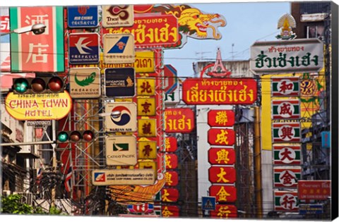 Framed Signs in Chinatown, Bangkok, Thailand Print