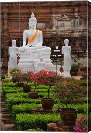 Framed White Buddha, Wat Yai Chaya Mongkol or The Great Temple of Auspicious Victory, Ayutthaya, Thailand Print