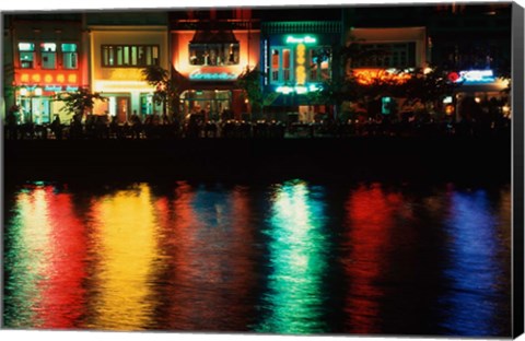 Framed Popular night spot at Boat Quay. Print