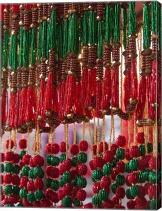 Framed Beads hang in a store in Kathmandu, Nepal. Print