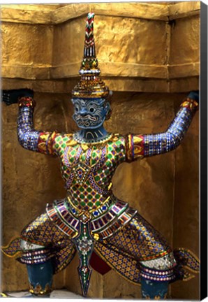 Framed Close-up of beautiful gold decorations at Emerald Buddha in Grand Palace in Bangkok Thailand Print