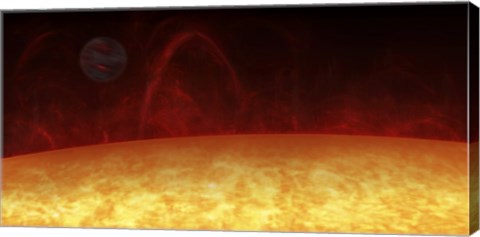 Framed Artist&#39;s concept of a Hot Jupiter orbiting a star named 51 Pegasi Print