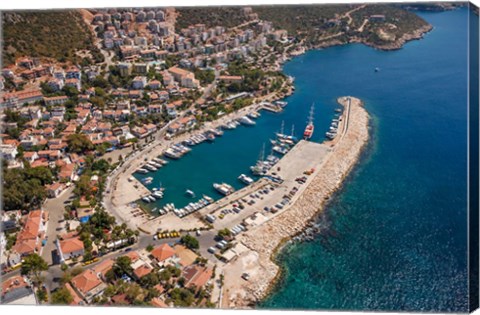 Framed Kas Harbor, Aerial, Antalya, Turkey Print