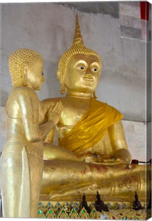 Framed Golden Buddha statue at Khunaram Temple, Island of Ko Samui, Thailand Print