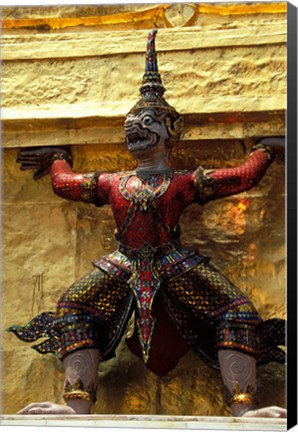 Framed Thai Guardians and Detail of the Grand Palace, Bangkok, Thailand Print