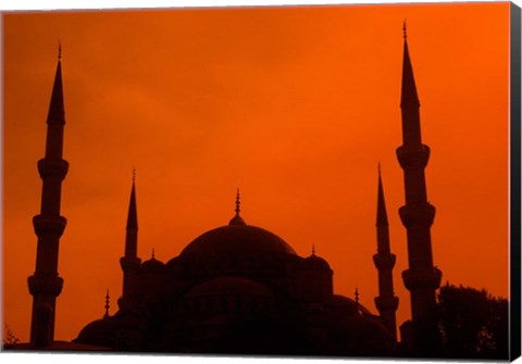 Framed Blue Mosque at Sunset, Istanbul, Turkey Print