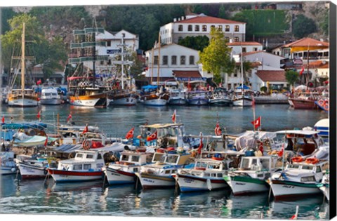 Framed Old Harbor and boats in reflection Antalya, Turkey Print