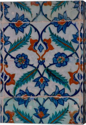Framed Colorful Tile Work in the Topkapi Palace, Istanbul, Turkey Print