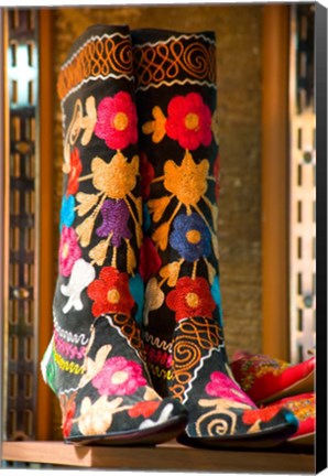 Framed Display of Shoes For Sale at Vendors Booth, Spice Market, Istanbul, Turkey Print