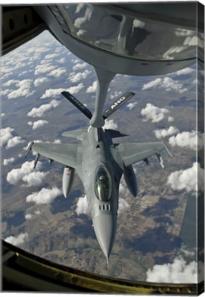 Framed Chilean Air Force F-16 refuels from a US Air Force KC-135 Stratotanker Print