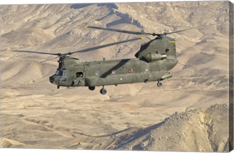 Framed Italian Army CH-47C Chinook Helicopter Over Afghanistan Print